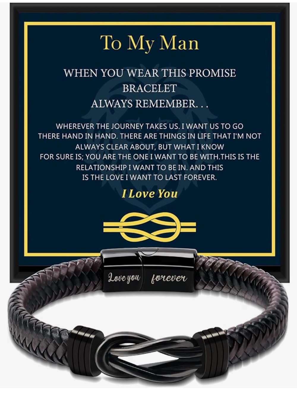 Love You Forever Black Braided Men’s Promise Bracelet